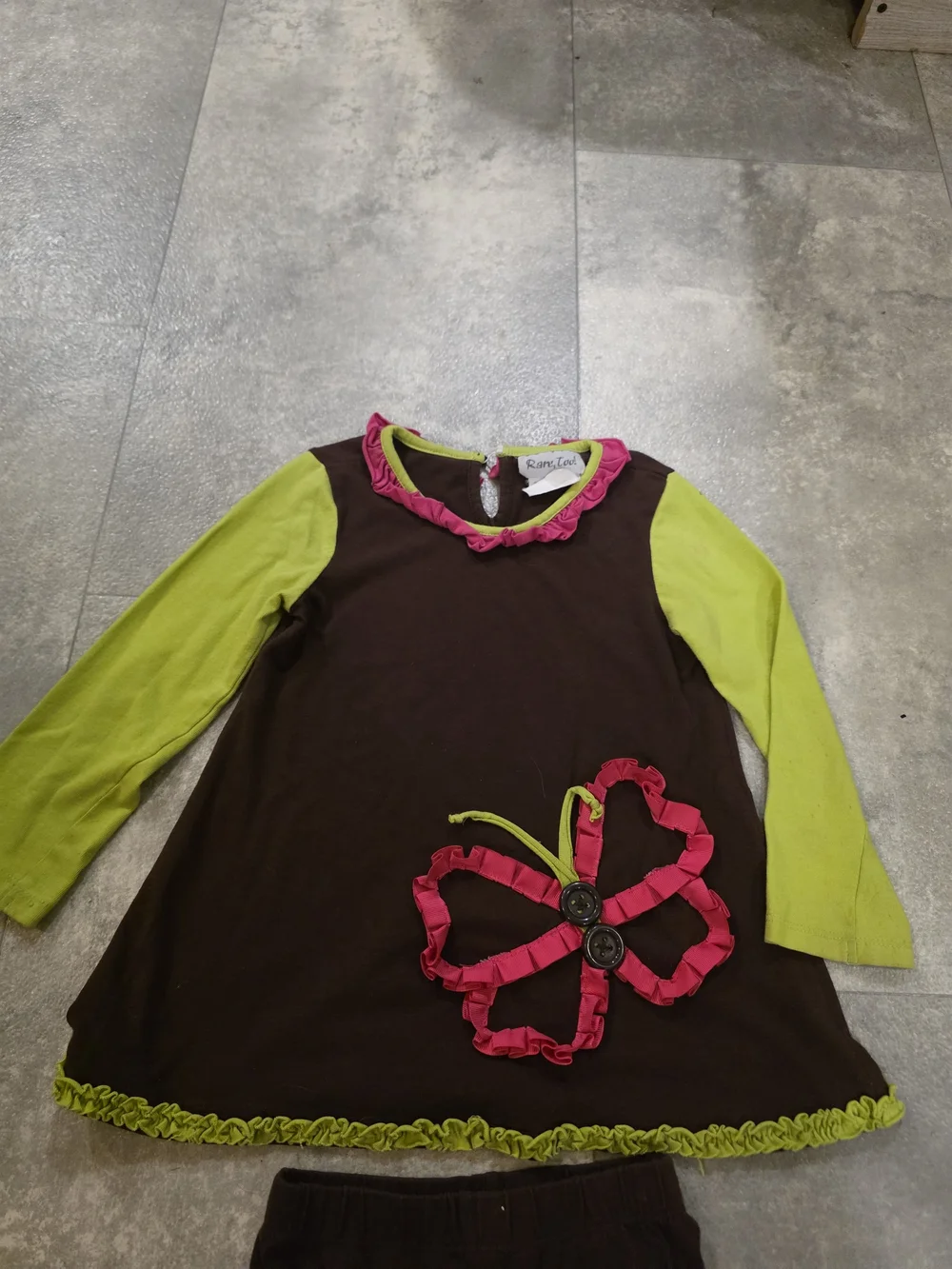Rare Too Brown & Lime Butterfly Girls' Matching Set 4T